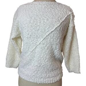 Vintage Chaus Sweater Women's Small Ivory Solid Knit Winter Cozy Warm Sleeve